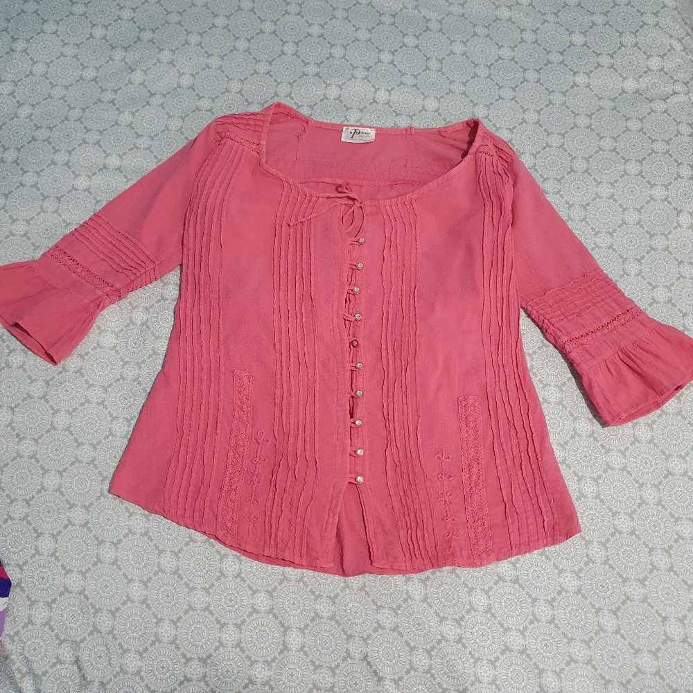 Pubenza 100% cotton boho beach blouse.